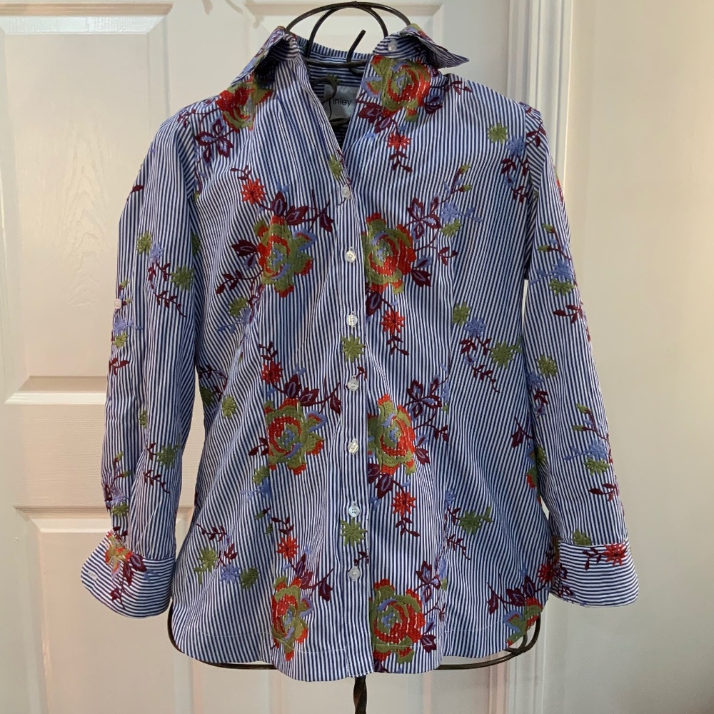 Finley Blue Striped Floral Tunic